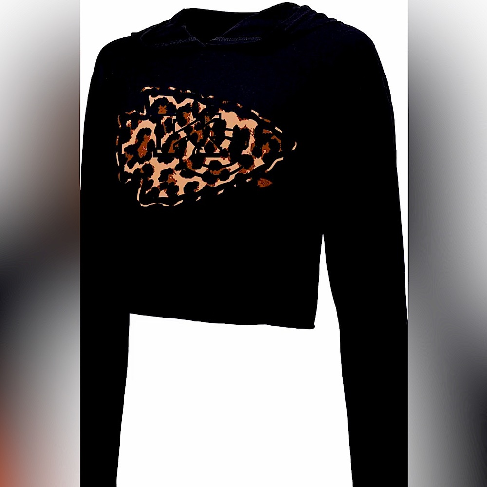 Kansas City Chiefs black leopard print cropped hoodie. New never wore.